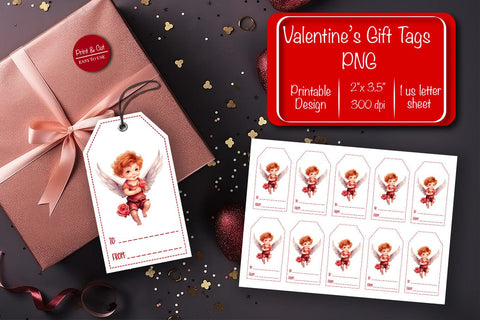 Valentine gift tag printable template Be my Valentine Baby Angels tag clipart printable PNG Sublimation Createya Design 