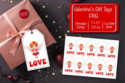 Valentine gift tag printable template Be my Valentine Baby Angels tag clipart printable PNG Sublimation Createya Design 