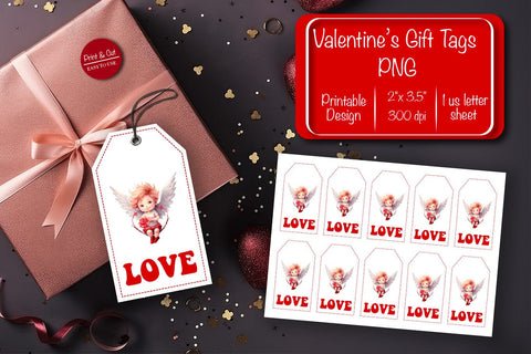 Valentine gift tag printable template Be my Valentine Baby Angels tag clipart printable PNG Sublimation Createya Design 