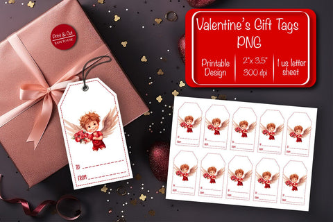 Valentine gift tag printable template Be my Valentine Baby Angels tag clipart printable PNG Sublimation Createya Design 