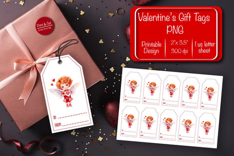 Valentine gift tag printable template Be my Valentine Baby Angels tag clipart printable PNG Sublimation Createya Design 