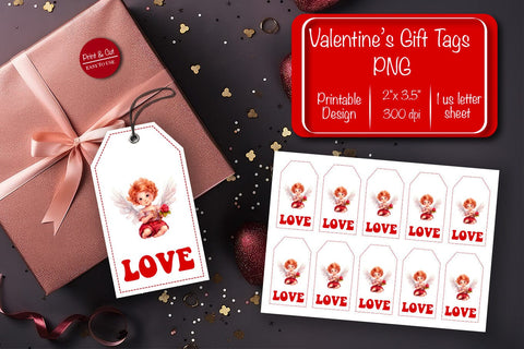 Valentine gift tag printable template Be my Valentine Baby Angels tag clipart printable PNG Sublimation Createya Design 
