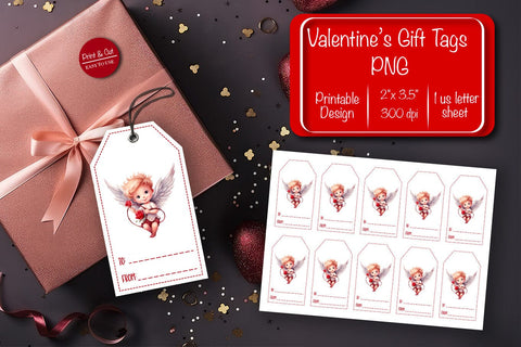 Valentine gift tag printable template Be my Valentine Baby Angels tag clipart printable PNG Sublimation Createya Design 