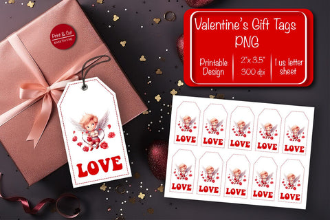 Valentine gift tag printable template Be my Valentine Baby Angels tag clipart printable PNG Sublimation Createya Design 