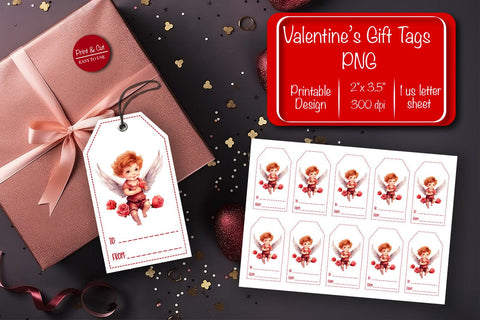 Valentine gift tag printable template Be my Valentine Baby Angels tag clipart printable PNG Sublimation Createya Design 