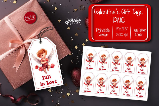 Valentine gift tag printable template Be my Valentine Baby Angels tag clipart printable PNG Sublimation Createya Design 