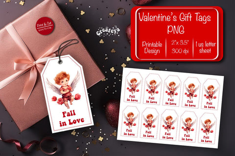 Valentine gift tag printable template Be my Valentine Baby Angels tag clipart printable PNG Sublimation Createya Design 
