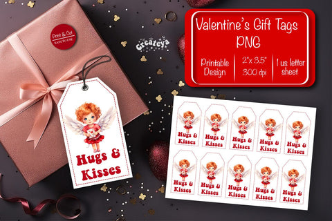 Valentine gift tag printable template Be my Valentine Baby Angels tag clipart printable PNG Sublimation Createya Design 