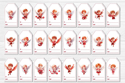 Valentine gift tag printable template Bundle Baby Angels tag Love Valentine clipart printable PNG Sublimation Createya Design 