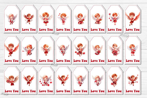 Valentine gift tag printable template Bundle Baby Angels tag Love Valentine clipart printable PNG Sublimation Createya Design 