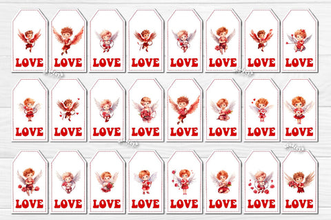 Valentine gift tag printable template Bundle Baby Angels tag Love Valentine clipart printable PNG Sublimation Createya Design 