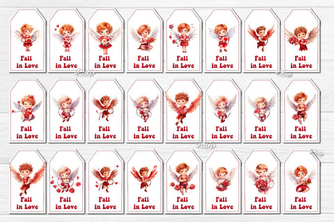 Valentine gift tag printable template Bundle Baby Angels tag Love Valentine clipart printable PNG Sublimation Createya Design 