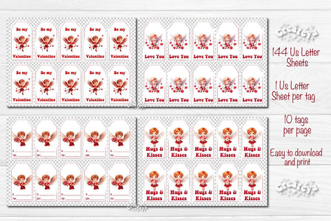 Valentine gift tag printable template Bundle Baby Angels tag Love Valentine clipart printable PNG Sublimation Createya Design 