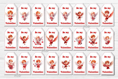 Valentine gift tag printable template Bundle Baby Angels tag Love Valentine clipart printable PNG Sublimation Createya Design 