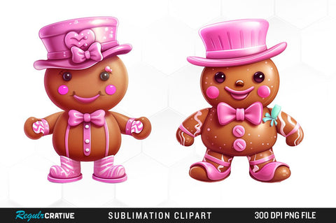 Valentine Gingerbread Clipart Bundle Sublimation Regulrcrative 