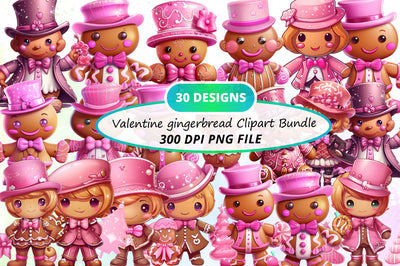 Valentine Gingerbread Clipart Bundle Sublimation Regulrcrative 