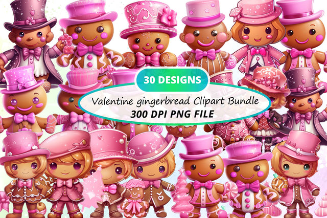 Valentine Gingerbread Clipart Bundle Sublimation Regulrcrative 