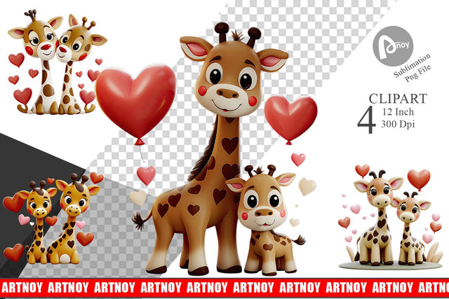 Valentine Giraffe Clipart Sublimation artnoy 