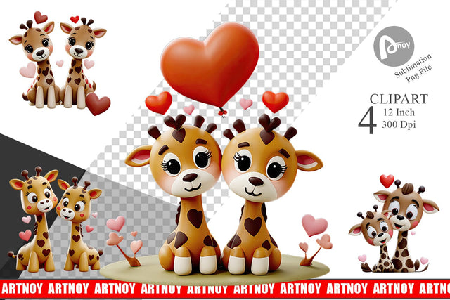 Valentine Giraffe Clipart Sublimation artnoy 