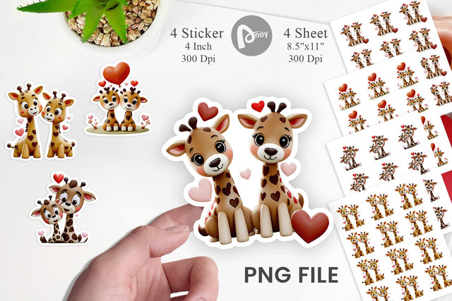 Valentine Giraffe Sticker Sublimation artnoy 
