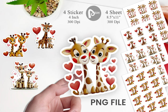 Valentine Giraffe Sticker Sublimation artnoy 