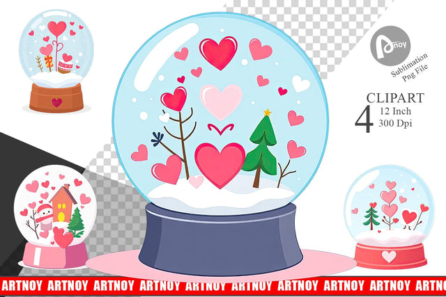 Valentine Globe Clipart Sublimation artnoy 