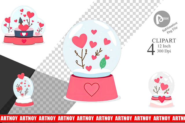 Valentine Globe Clipart Sublimation artnoy 