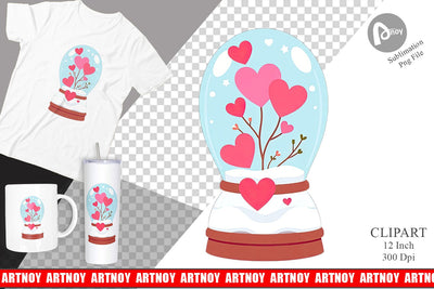 Valentine Globe Clipart Sublimation artnoy 