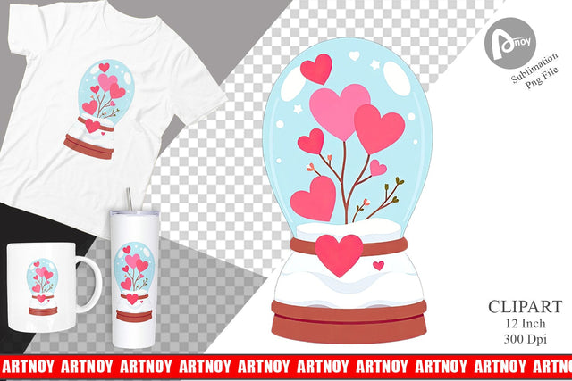 Valentine Globe Clipart Sublimation artnoy 