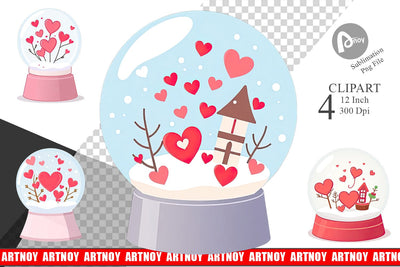Valentine Globe Clipart Sublimation artnoy 