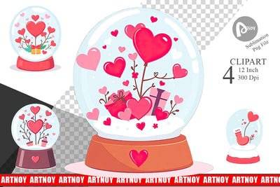 Valentine Globe Clipart Sublimation artnoy 
