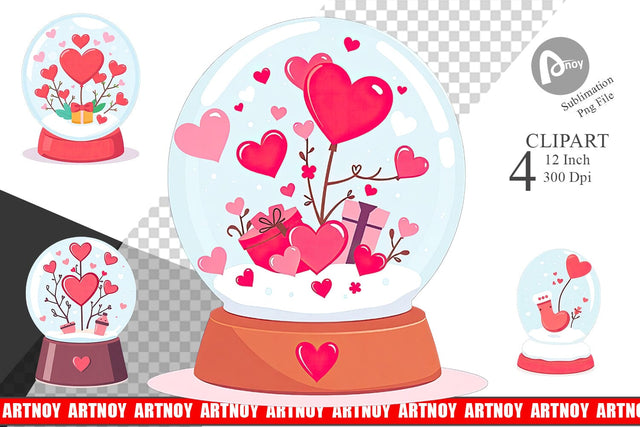 Valentine Globe Clipart Sublimation artnoy 