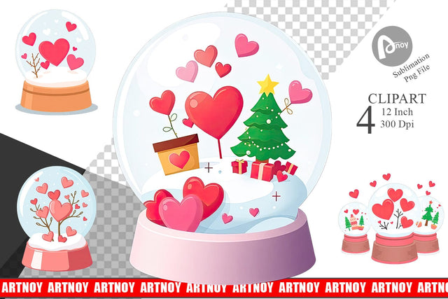 Valentine Globe Clipart Sublimation artnoy 