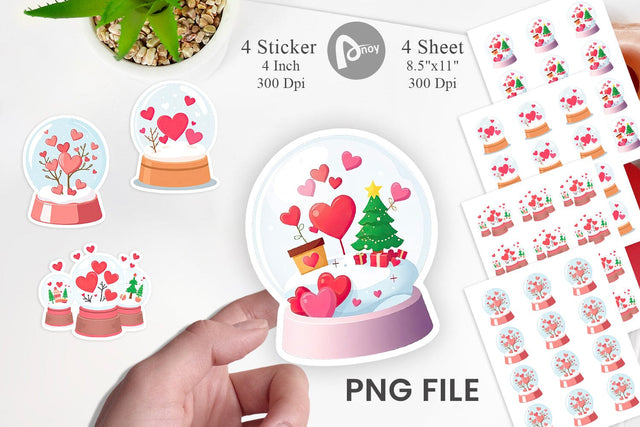 Valentine Globe Sticker Sublimation artnoy 