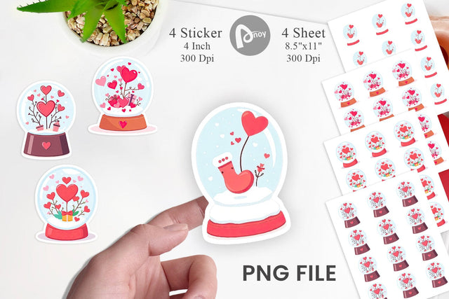 Valentine Globe Sticker Sublimation artnoy 