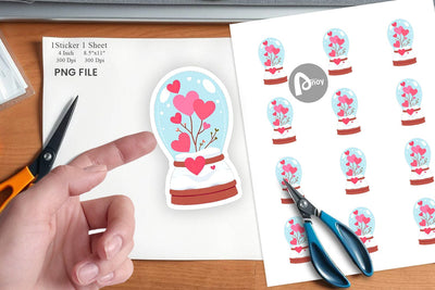 Valentine Globe Sticker Sublimation artnoy 