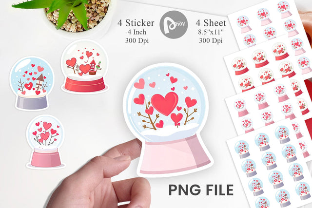 Valentine Globe Sticker Sublimation artnoy 
