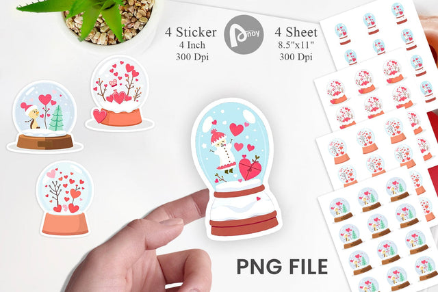 Valentine Globe Sticker Sublimation artnoy 