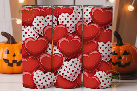Valentine Glossy Hearts 20oz Tumbler Sublimation PixelChick 