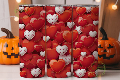 Valentine Glossy Hearts 20oz Tumbler Sublimation PixelChick 