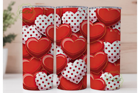 Valentine Glossy Hearts 20oz Tumbler Sublimation PixelChick 