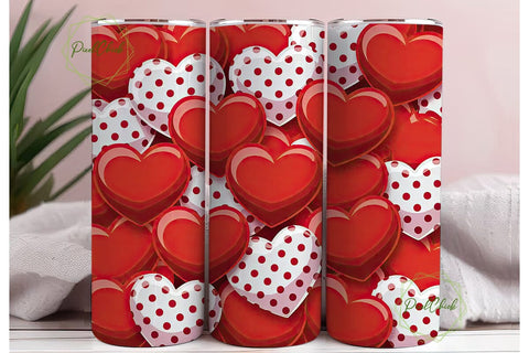 Valentine Glossy Hearts 20oz Tumbler Sublimation PixelChick 