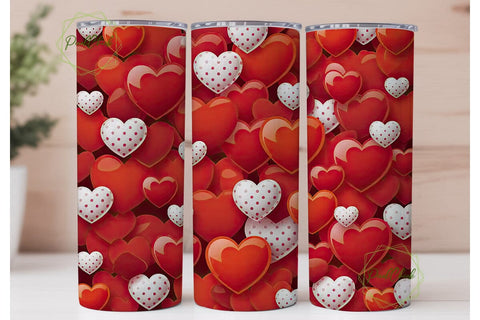 Valentine Glossy Hearts 20oz Tumbler Sublimation PixelChick 