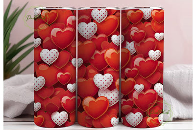 Valentine Glossy Hearts 20oz Tumbler Sublimation PixelChick 