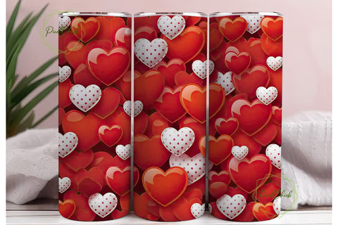 Valentine Glossy Hearts 20oz Tumbler Sublimation PixelChick 