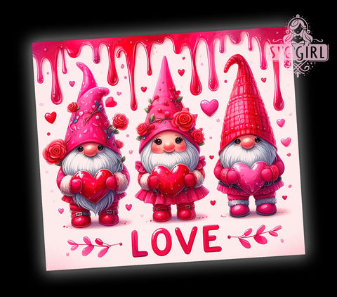 Valentine Gnome 20oz Tumbler Wrap Sublimation Design, Straight Tapered Tumbler Wrap, Valentine Gnomes Love Tumbler Png, Instant Digital Download Sublimation SvggirlplusArt 
