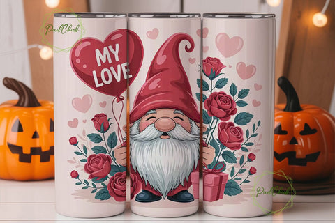 Valentine Gnome 20oz Tumbler Wrap Sublimation PixelChick 