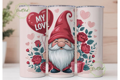 Valentine Gnome 20oz Tumbler Wrap Sublimation PixelChick 