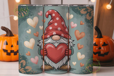 Valentine Gnome 20oz Tumbler Wrap Sublimation PixelChick 