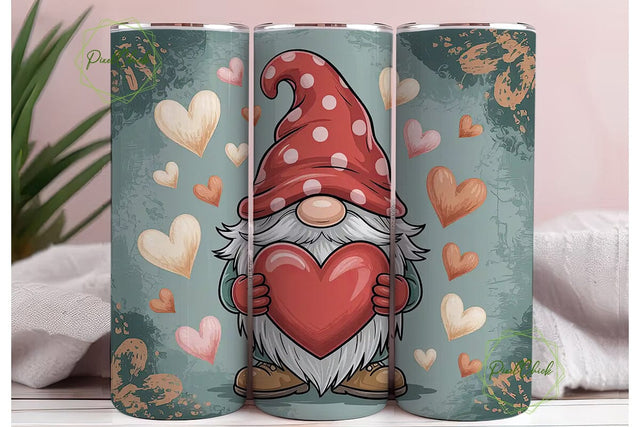 Valentine Gnome 20oz Tumbler Wrap Sublimation PixelChick 